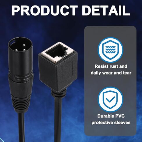 كابل محول MECCANIXITY 3 Pin DMX512 XLR إلى RJ45 أنثى، 4 قطع كابل تمديد ميكروفون بطول 1.6 قدم لإضاءة وحدة التحكم في استوديو المسرح in Saudi Arabia
