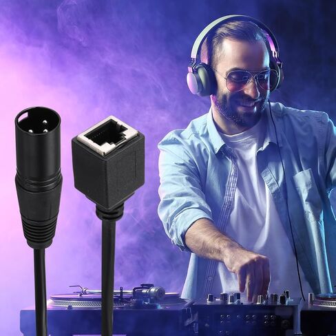 كابل محول MECCANIXITY 3 Pin DMX512 XLR إلى RJ45 أنثى، 4 قطع كابل تمديد ميكروفون بطول 1.6 قدم لإضاءة وحدة التحكم في استوديو المسرح in Saudi Arabia