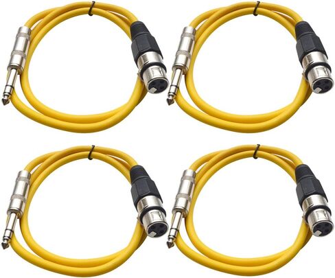 Seismic Audio - SATRXL-F2-4 Pack of 2 Foot 1/4 Inch TRS to XLR Female Patch Cables - Balanced - 2 Foot Patch Cord - Orange and Orange in Saudi Arabia