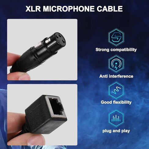 MECCANIXITY 3 Pin DMX512 XLR Female to RJ45 Female Adapter Cable, 1pcs 1.6ft XLR Microphone Extension Cable for Stage Studio Console Lighting Controller Tube Light Wand in Saudi Arabia