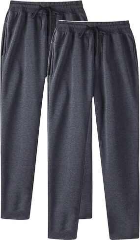 2 PC Men's Sweatpants Straight Drawstring Elastic Waist Trouser Solid Loose Fit Casual Gym Joggers Pants with Pockets in Saudi Arabia