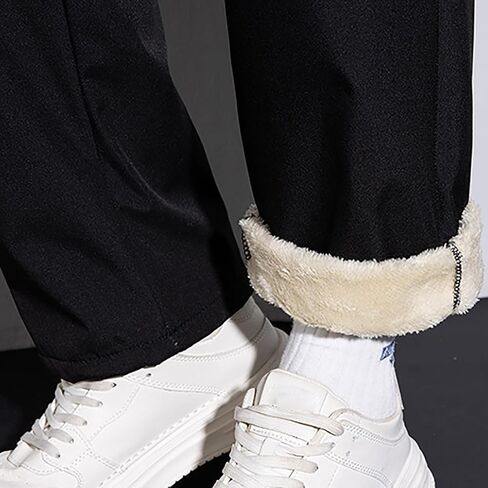 Men's Winter Warm Fleece Lined Sweatpants with Zipper Pockets, Elastic Waist Thermal Jogger Pants for Outdoor Casual in Saudi Arabia