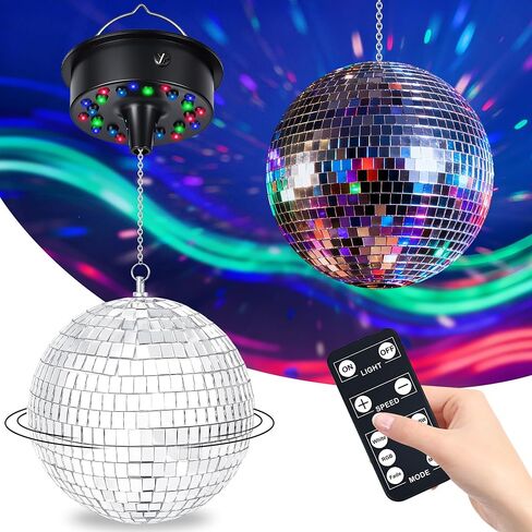 Disco Ball Light Decorations, 6" Hanging Mirror Ball with LED Light Up Rotating Motor for Home Studio Indoor Parties in Saudi Arabia