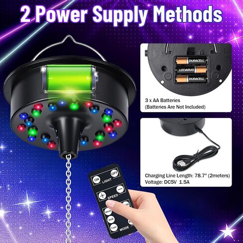 Disco Ball Light Decorations, 6" Hanging Mirror Ball with LED Light Up Rotating Motor for Home Studio Indoor Parties in Saudi Arabia