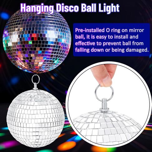 Disco Ball Light Decorations, 6" Hanging Mirror Ball with LED Light Up Rotating Motor for Home Studio Indoor Parties in Saudi Arabia