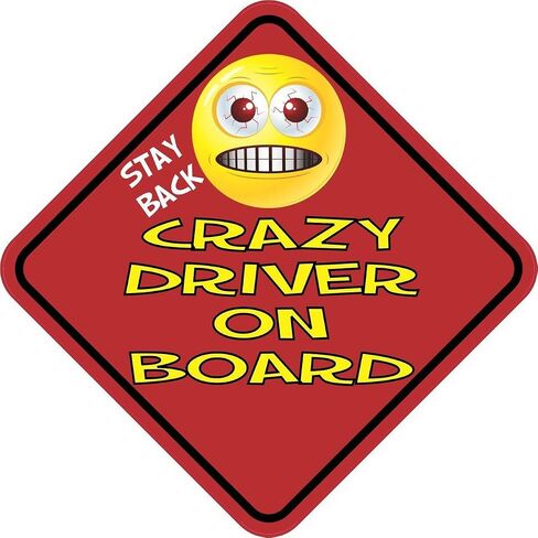 StickerTalk Stay Back Crazy Driver on Board Vinyl Sticker, 5 inches by 5 inches in Saudi Arabia
