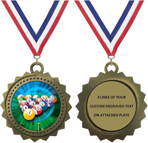1 to 50 Packs Billiards Gold Medals Trophy Award with Free Custom Engraving D03-MY409 in Saudi Arabia