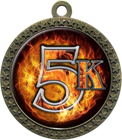 Express Medals 1 to 50 Packs Flame 5K Gold Medal Trophy Award with Neck Ribbon STDD212-EMFCL815 in Saudi Arabia