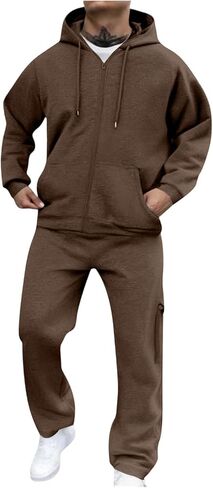 Sweatsuits للرجال 2 قطعة الرجال الركض طقم رياضي هوديي عادية رياضية سستة البدلة مجموعة Sweatpants مجموعات in Kuwait