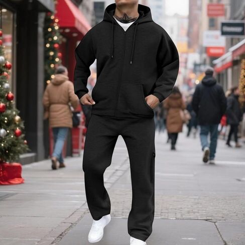 Sweatsuits للرجال 2 قطعة الرجال الركض طقم رياضي هوديي عادية رياضية سستة البدلة مجموعة Sweatpants مجموعات in Kuwait