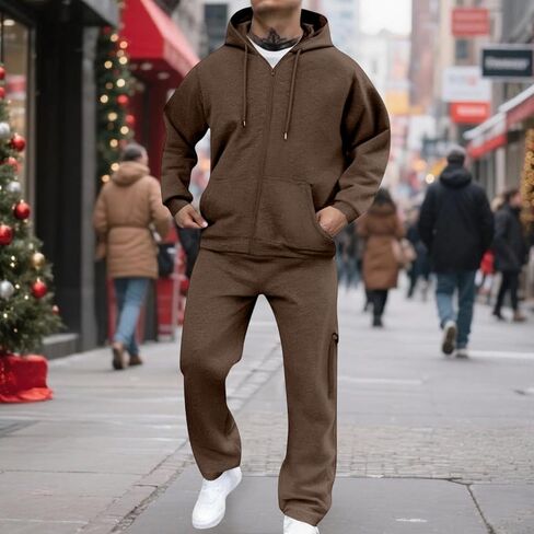Sweatsuits للرجال 2 قطعة الرجال الركض طقم رياضي هوديي عادية رياضية سستة البدلة مجموعة Sweatpants مجموعات in Kuwait