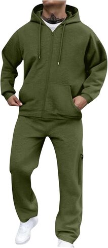 Sweatsuits للرجال 2 قطعة الرجال الركض طقم رياضي هوديي عادية رياضية سستة البدلة مجموعة Sweatpants مجموعات in Kuwait