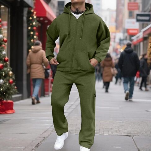 Sweatsuits للرجال 2 قطعة الرجال الركض طقم رياضي هوديي عادية رياضية سستة البدلة مجموعة Sweatpants مجموعات in Kuwait
