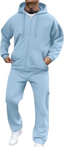 Sweatsuits للرجال 2 قطعة الرجال الركض طقم رياضي هوديي عادية رياضية سستة البدلة مجموعة Sweatpants مجموعات in Saudi Arabia