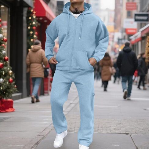 Sweatsuits للرجال 2 قطعة الرجال الركض طقم رياضي هوديي عادية رياضية سستة البدلة مجموعة Sweatpants مجموعات in Saudi Arabia