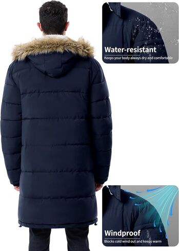 Winter Coats For Men Winter Jackets Water Resistant Warm Thicken Puffy Hooded Insulated Thicken Parka Coat in Kuwait
