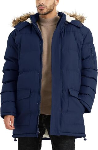 Winter Coats For Men Winter Jackets Water Resistant Warm Thicken Puffy Hooded Insulated Thicken Parka Coat in Kuwait