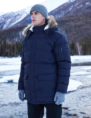 Winter Coats For Men Winter Jackets Water Resistant Warm Thicken Puffy Hooded Insulated Thicken Parka Coat in Kuwait