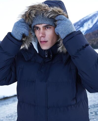 Winter Coats For Men Winter Jackets Water Resistant Warm Thicken Puffy Hooded Insulated Thicken Parka Coat in Kuwait