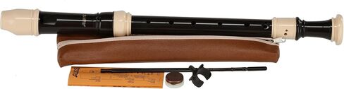 Aulos F-Alto Recorder Elite Mod.309A baroque pocket, Cleaner/Wiper, fat-box and fingering chart, brown/ivory colored (700064) in Saudi Arabia