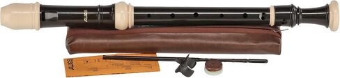Aulos F-Alto Recorder Elite Mod.309A baroque pocket, Cleaner/Wiper, fat-box and fingering chart, brown/ivory colored (700064) in Saudi Arabia