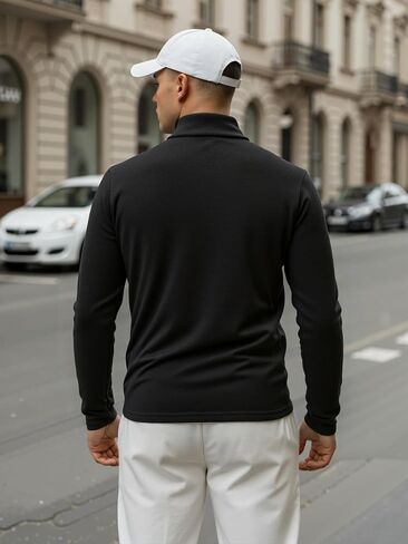 Men Quarter Zip Mock Neck Polar Fleece Pullover Lightweight Warm 1/4 Zipper Jacket Top in Kuwait