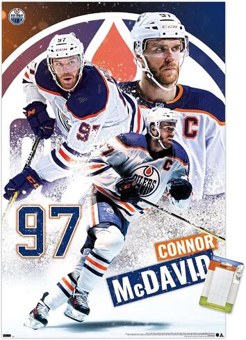 Trends International NHL Edmonton Oilers - ملصق حائط Connor McDavid 22، 22.37 بوصة × 34.00 بوصة، حزمة ملصق وتركيب in Saudi Arabia