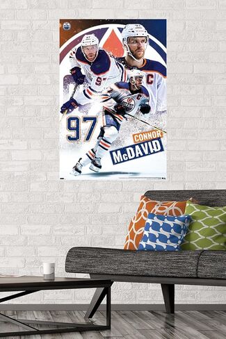 Trends International NHL Edmonton Oilers - ملصق حائط Connor McDavid 22، 22.37 بوصة × 34.00 بوصة، حزمة ملصق وتركيب in Saudi Arabia