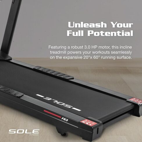 جهاز سير SOLE Fitness F63، F65، F80، F85، TT8 مع ميل، بلوتوث، خيار قابل للطي - للمنزل، العمل من اللياقة المنزلية، الجري والمشي in Kuwait