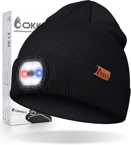 LED Beanie Hat with Light,USB Rechargeable Winter Knitted Cap,3 Light Modes (High/Low/Strobe),for Men Women in Saudi Arabia