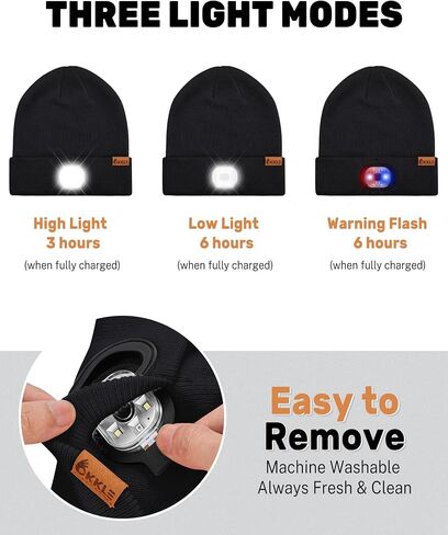 LED Beanie Hat with Light,USB Rechargeable Winter Knitted Cap,3 Light Modes (High/Low/Strobe),for Men Women in Saudi Arabia
