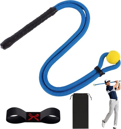 Golf Rope Swing Trainer,Golf Grip Swing Training Aid Whip Practice Trainer Equipment,Gifts for Golf Enthusiasts,Indoor Warm-Up for Golfers,Swing Correcting Arm Band&trainer with Weighted Ball in Saudi Arabia