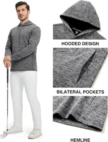 M MAELREG Hoodies for Men Texture Solid Color Sweatshirts Athletic Golf Midlayer Mens Hoodies Pullover Shirt with Pocket in Saudi Arabia