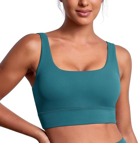 BAYDI Clouduxi Scoop Neck Sports Bras for Women - U Back Padded Workout Crop Top with Built in Bra Low Impact Yoga Bra in Kuwait