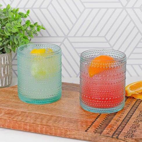 أكواب الشرب Darware Hobnail (12oz، 6pk، أزرق)؛ أكواب المشروبات ذات الطراز القديم لسطح الطاولة، واستخدام البار وأباريق الشموع in Kuwait