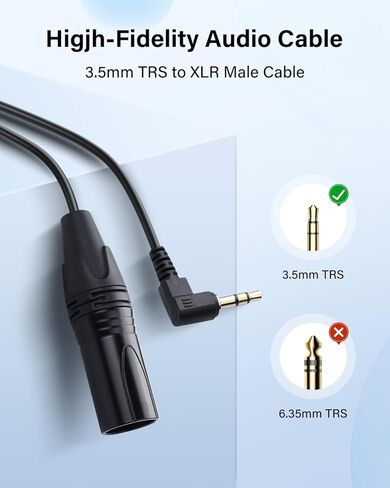 SinLoon 3.5 ملم مقبس ستيريو صغير إلى XLR ذكر كابل ميكروفون مقبس صغير Aux كابل صوت 1/8 بوصة مطلي بالذهب إلى Mono XLR ذكر للهاتف المحمول، الكمبيوتر المحمول - 0.5 متر (3 دبابيس ذكر) in Saudi Arabia