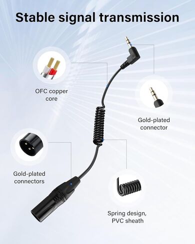 SinLoon 3.5 ملم مقبس ستيريو صغير إلى XLR ذكر كابل ميكروفون مقبس صغير Aux كابل صوت 1/8 بوصة مطلي بالذهب إلى Mono XLR ذكر للهاتف المحمول، الكمبيوتر المحمول - 0.5 متر (3 دبابيس ذكر) in Saudi Arabia