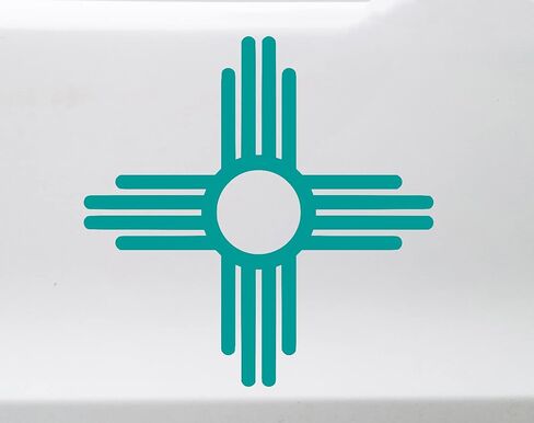 Minglewood Trading Turquoise - Zia Sun Symbol Vinyl Decal - New Mexico Flag - 5w x 5h inches - Die Cut Sticker in Kuwait