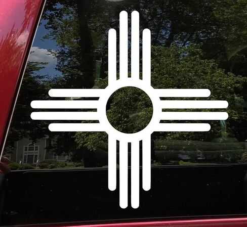 Minglewood Trading Turquoise - Zia Sun Symbol Vinyl Decal - New Mexico Flag - 5w x 5h inches - Die Cut Sticker in Kuwait
