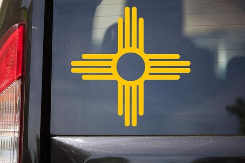 Minglewood Trading Turquoise - Zia Sun Symbol Vinyl Decal - New Mexico Flag - 5w x 5h inches - Die Cut Sticker in Kuwait