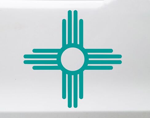 Minglewood Trading Turquoise - Zia Sun Symbol Vinyl Decal - New Mexico Flag - 5w x 5h inches - Die Cut Sticker in Kuwait