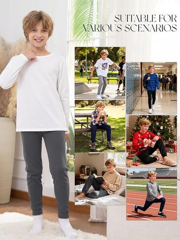 4 قطع من السراويل القطنية للأولاد - ملابس داخلية طويلة للأولاد سراويل حرارية للركض للأنشطة الرياضية اليومية in Kuwait