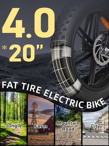 Rideon Electric Bike for Adults，Peak 1500W Motor，Up to 32MPH,48V 20AH/35AH/60AH Battery,20" Fat Tire Electric Dirt Bike Commuting Off Road Ebike, 7-Speed E-Bike in Saudi Arabia