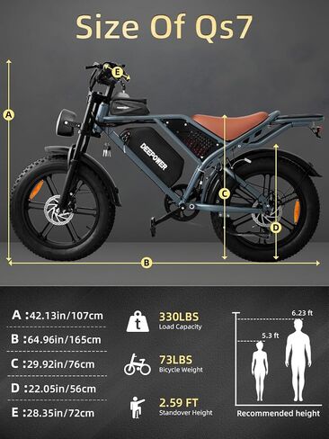 Rideon Electric Bike for Adults，Peak 1500W Motor，Up to 32MPH,48V 20AH/35AH/60AH Battery,20" Fat Tire Electric Dirt Bike Commuting Off Road Ebike, 7-Speed E-Bike in Saudi Arabia