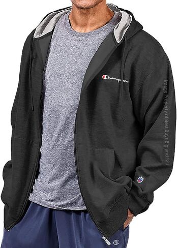 Champion Big Men’s Midweight Fleece Full Zip Hoodie w/Script Logo BLACK 3XL in Saudi Arabia