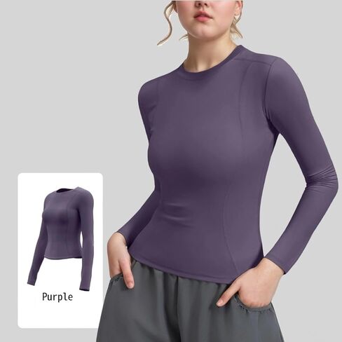 Long Sleeve Workout Tops for Women Yoga Long Sleeve Athletic Compression Shirts for Women in Saudi Arabia