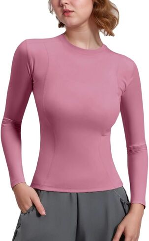 Long Sleeve Workout Tops for Women Yoga Long Sleeve Athletic Compression Shirts for Women in Saudi Arabia