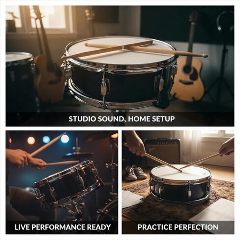 13 INCH Professional Snare Drum Set for Beginners and Drummers, Piccolo Drum Kit with Drumsticks, Drum Key & Strap, Glossy Black Finish in Saudi Arabia