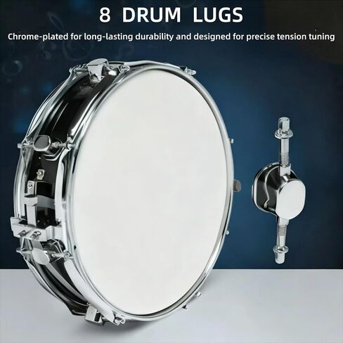 13 INCH Professional Snare Drum Set for Beginners and Drummers, Piccolo Drum Kit with Drumsticks, Drum Key & Strap, Glossy Black Finish in Saudi Arabia