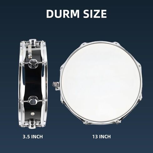 13 INCH Professional Snare Drum Set for Beginners and Drummers, Piccolo Drum Kit with Drumsticks, Drum Key & Strap, Glossy Black Finish in Saudi Arabia